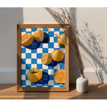 AZUL - EVA HALFERS - Oranges & damier bleu illustration