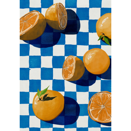 AZUL - EVA HALFERS - Oranges & damier bleu illustration