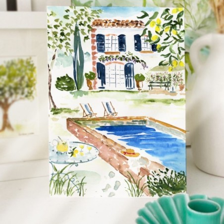 AZUL - Affiche Aquerella - La Bastide - Hortense Jessua
