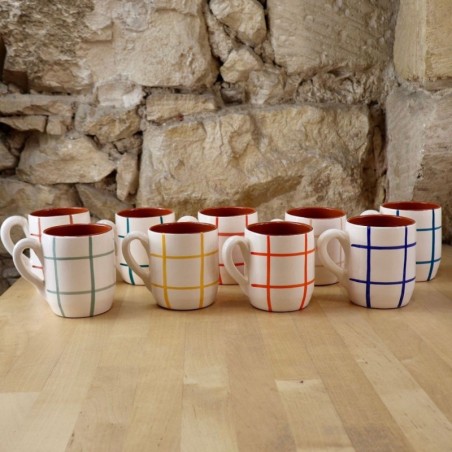Grand mug arrondi quadrillé
