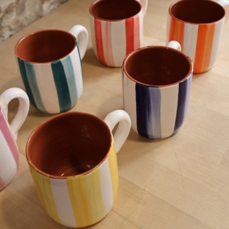 Grand mug arrondi lignes claires / foncées