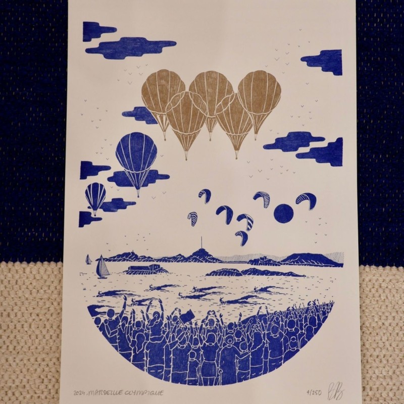 AZUL - Bérengère Bouan - Illustration Illustration Marseille Olympique 2024 Doré