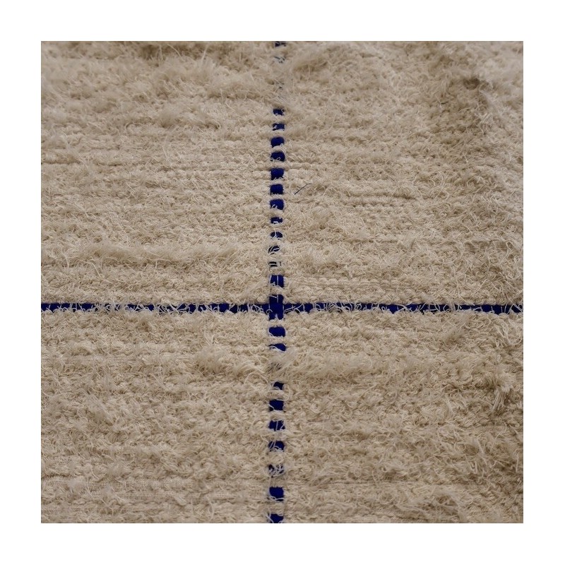 Grand tapis peludo crème - Quadrillé bleu