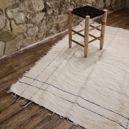 Grand Peludo Crème - Rectangle Bleu