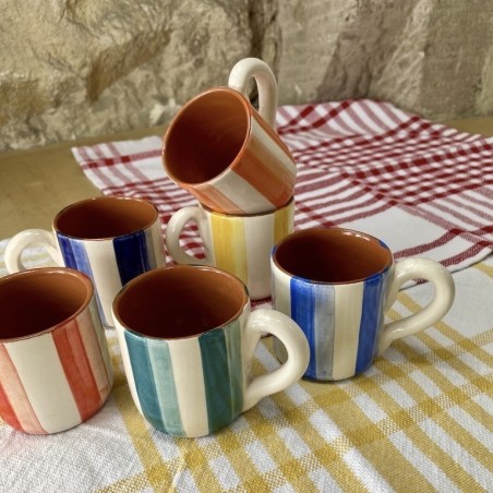 Tasse à café lignes claires / foncées avec anse