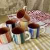 Tasse à café lignes claires / foncées avec anse