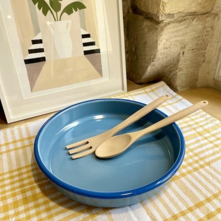 AZUL - Grand plat à four rond émaillé Bleu & Cobalt - Elifle