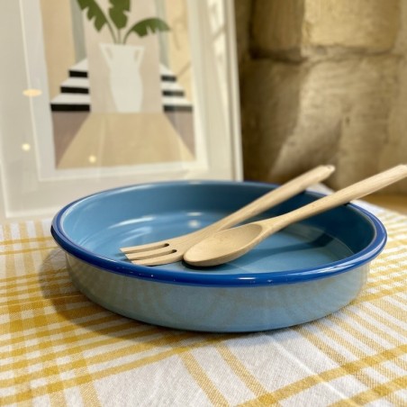 AZUL - Grand plat à four rond émaillé Bleu & Cobalt - Elifle