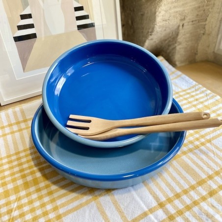 AZUL - Grand plat à four rond émaillé Bleu & Cobalt - Elifle