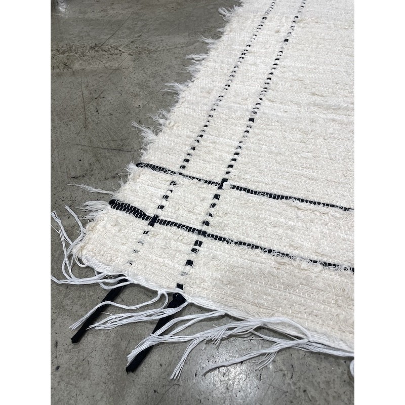 Tapis portugais en coton recyclé – 50 cm x 100 cm - Motif rectangle noir