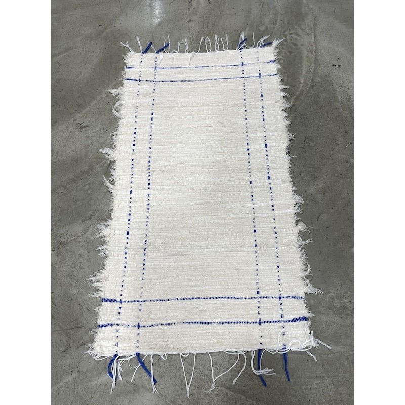 Tapis portugais en coton recyclé – 50 cm x 100 cm - Motif rectangle bleu outremer