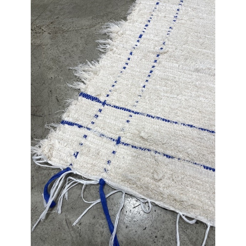 Tapis portugais en coton recyclé – 50 cm x 100 cm - Motif rectangle bleu outremer