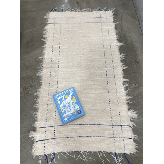 AZUL - Tapis portugais écru en coton recyclé – 70 cm x 140 cm - Motif rectangle