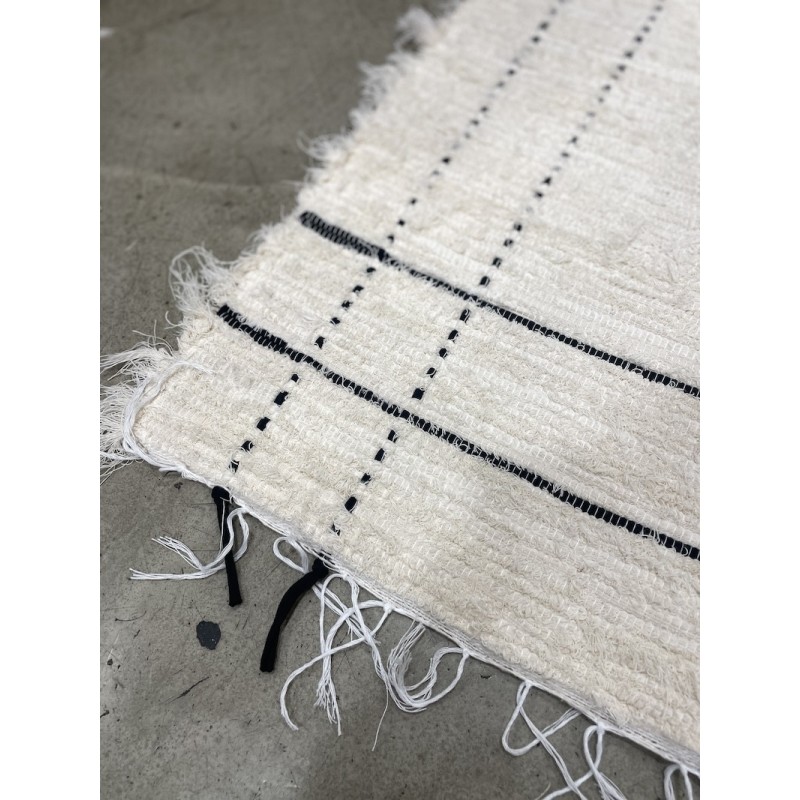 AZUL - Tapis portugais écru en coton recyclé – 70 cm x 140 cm - Motif rectangle