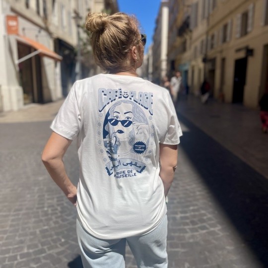 AZUL - T-Shirt Café de la plage bleu - LYOUM