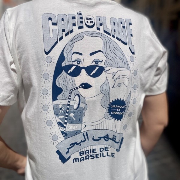 AZUL - T-Shirt Café de la plage bleu - LYOUM