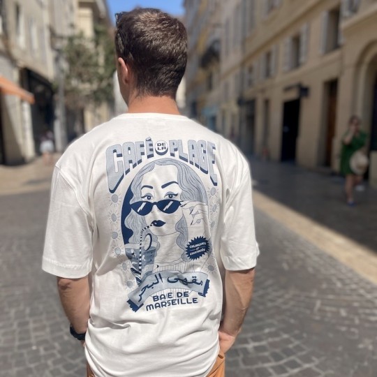 AZUL - T-Shirt Café de la plage loose Blanc - LYOUM