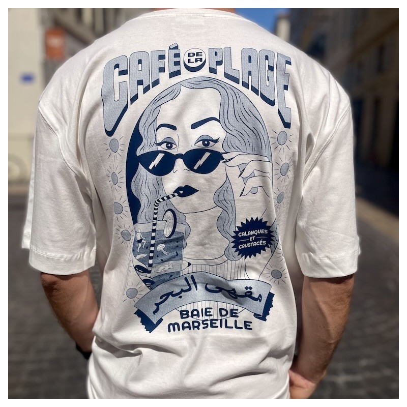 AZUL - T-Shirt Café de la plage loose Blanc - LYOUM