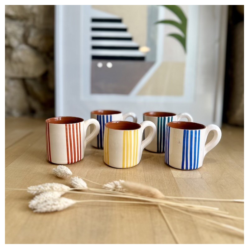 AZUL - Tasse à café banda de listas avec anse