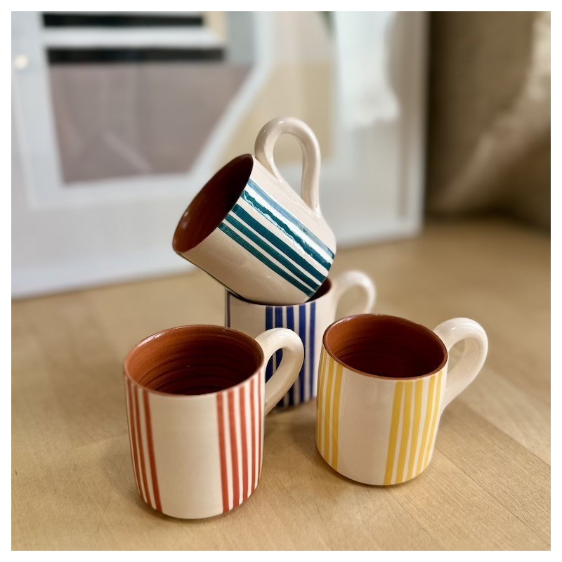 AZUL - Tasse à café banda de listas avec anse