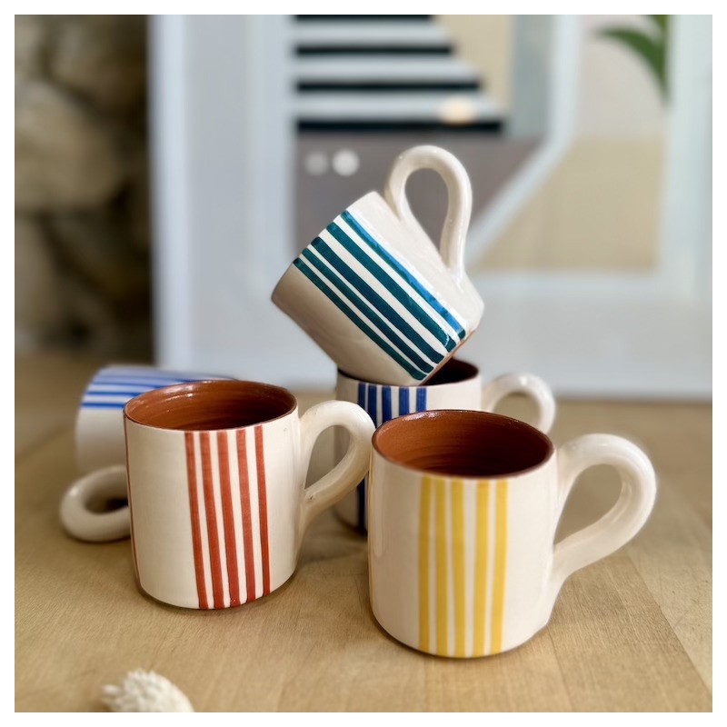 AZUL - Tasse à café banda de listas avec anse
