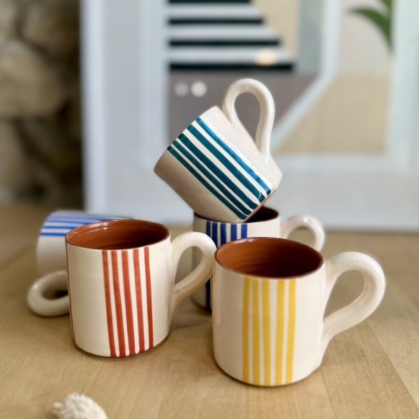 AZUL - Tasse à café banda de listas avec anse