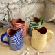 Pichet lignes horizontales en terre cuite artisanale - 1L