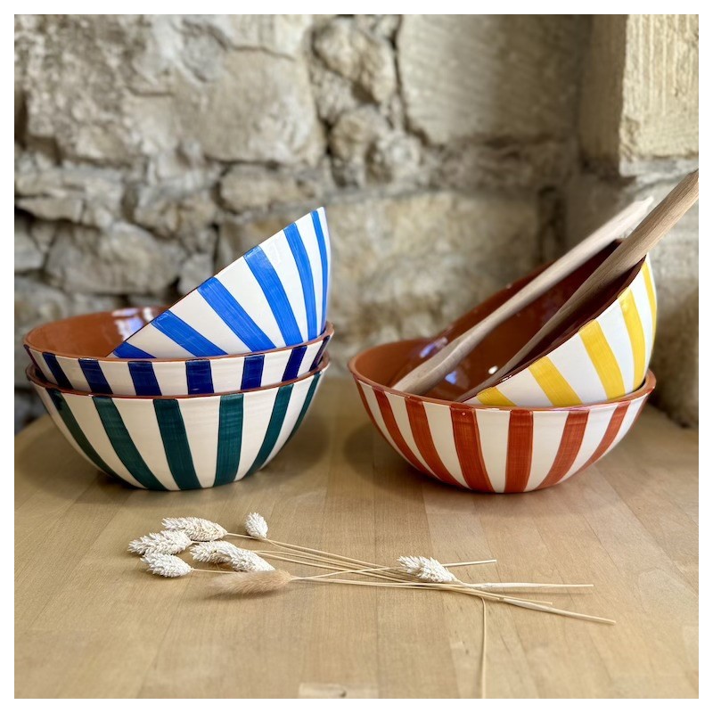 AZUL - Saladier rond listas larges ⌀ 33cm