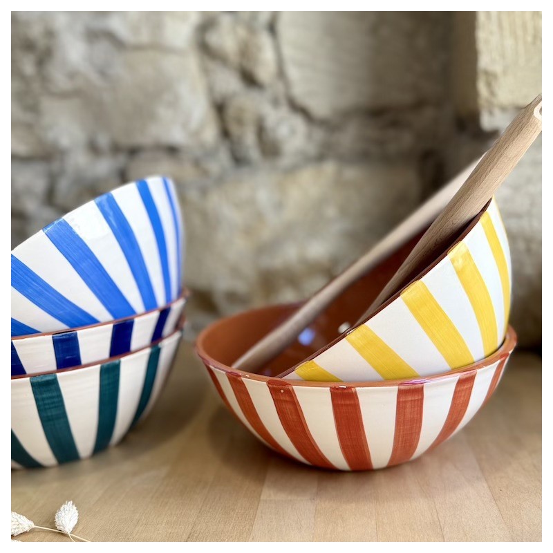 AZUL - Saladier rond listas larges ⌀ 33cm