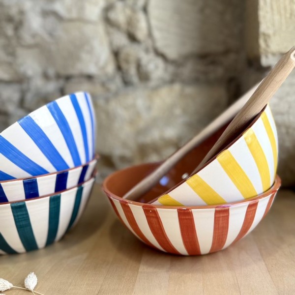 AZUL - Saladier rond listas larges ⌀ 33cm