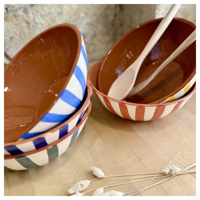 AZUL - Saladier rond listas larges ⌀ 33cm