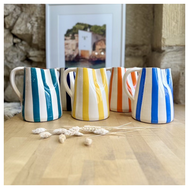 AZUL - Pichet lignes épaisses en terre cuite artisanale - 1L