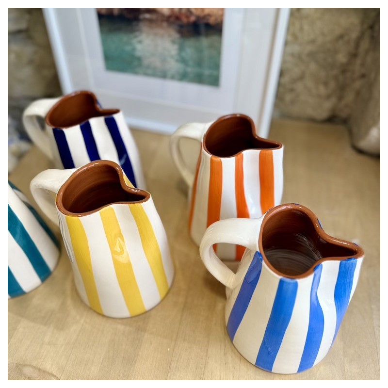 AZUL - Pichet lignes épaisses en terre cuite artisanale - 1L