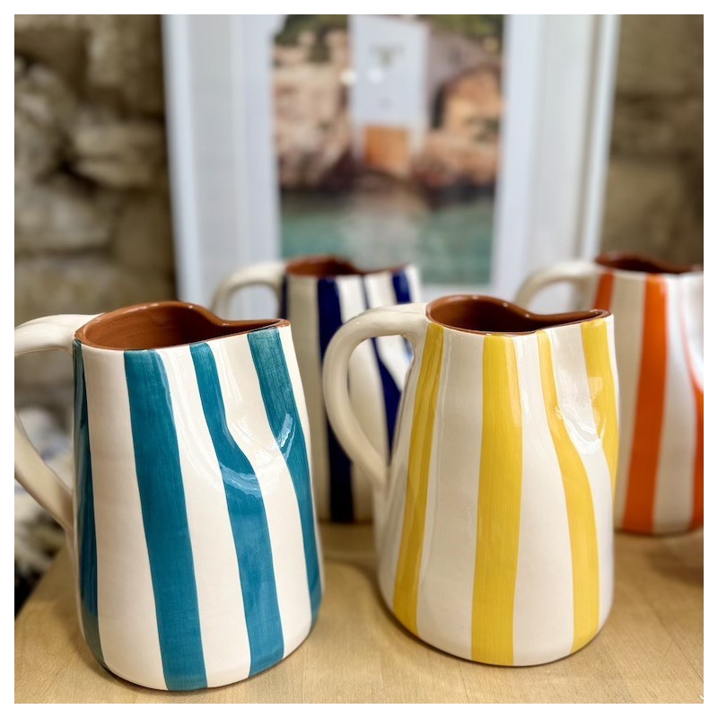 AZUL - Pichet lignes épaisses en terre cuite artisanale - 1L