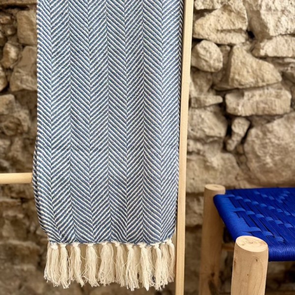 AZUL - Plaid Chevron bleu gris