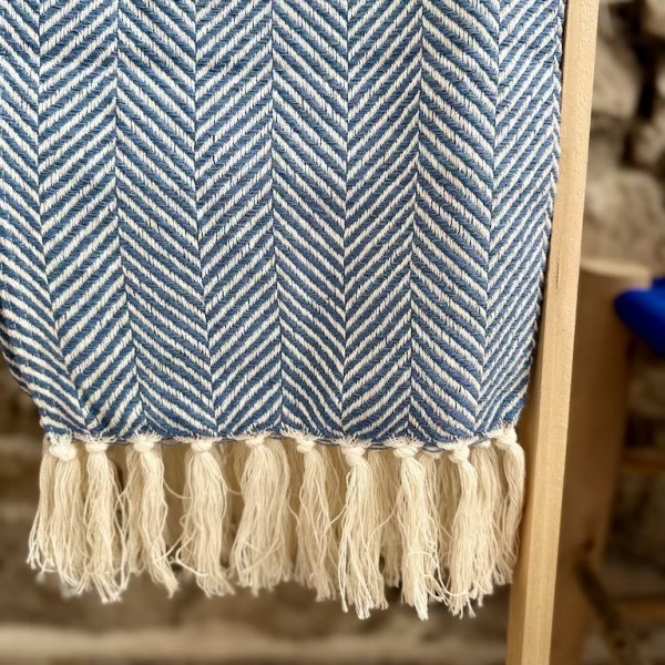 AZUL - Plaid Chevron bleu gris