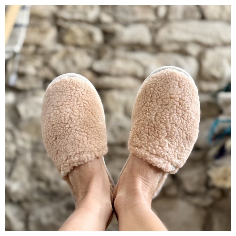 AZUL - Pantoufle Simone Fluffy Nude - CAUSSÜN