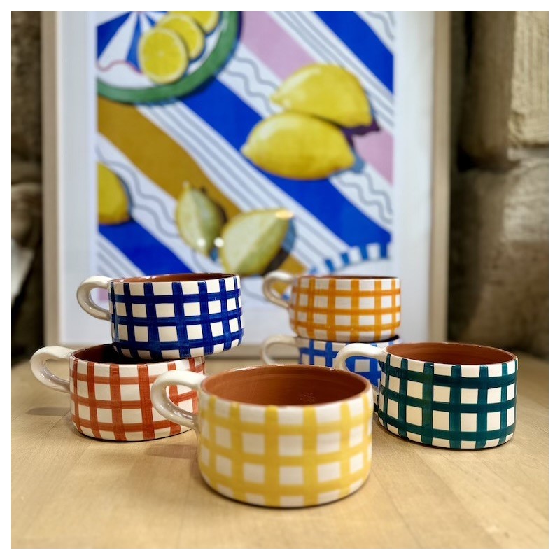 AZUL - Grand mug à thé quadrillé épais