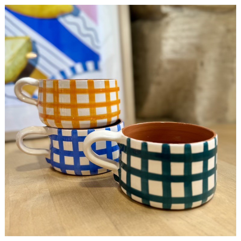 AZUL - Grand mug à thé quadrillé épais