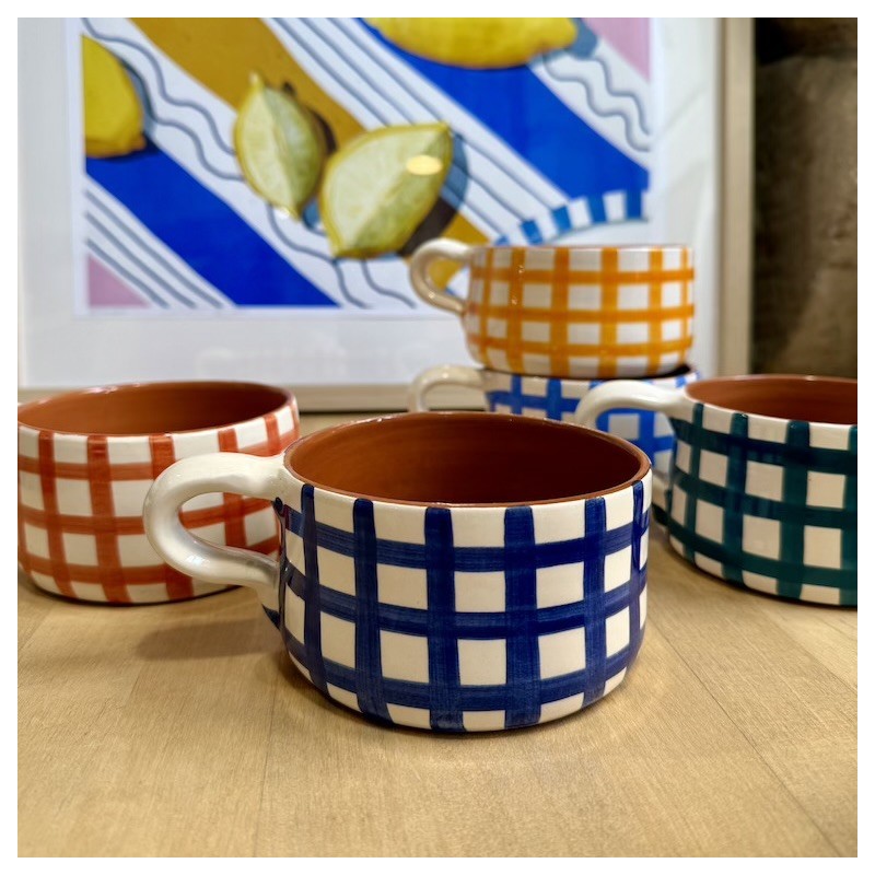 AZUL - Grand mug à thé quadrillé épais