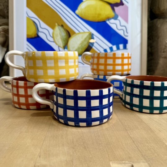 AZUL - Grand mug à thé quadrillé épais