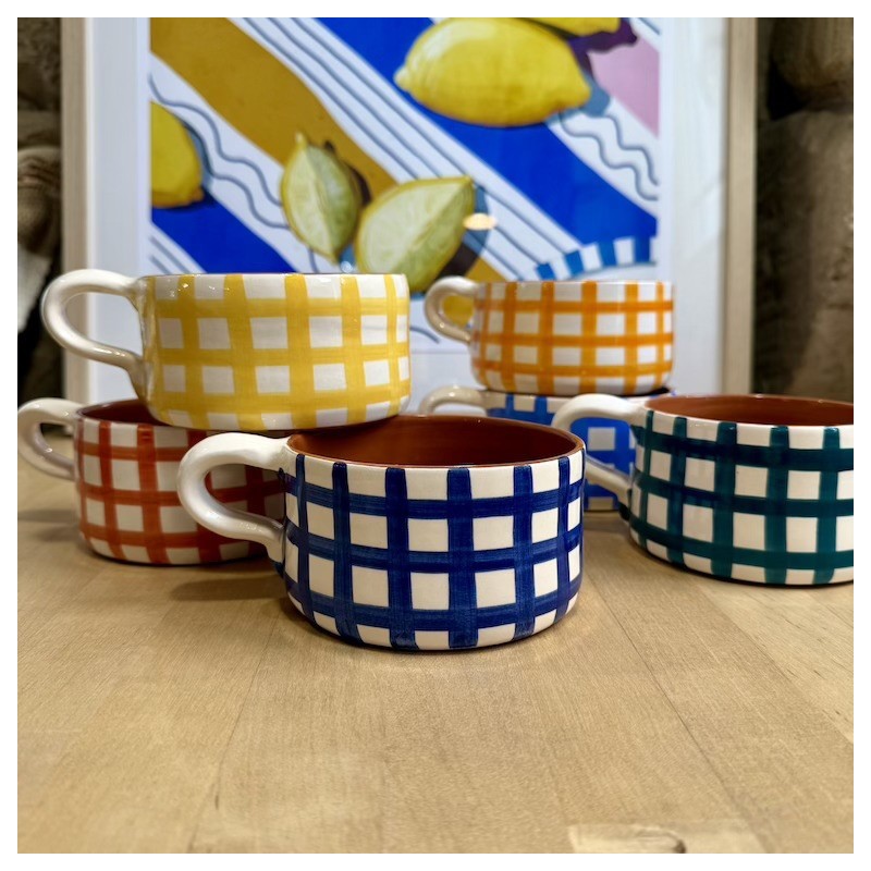AZUL - Grand mug à thé quadrillé épais