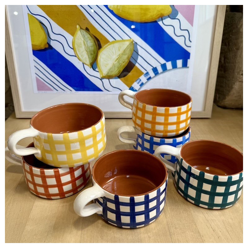 AZUL - Grand mug à thé quadrillé épais