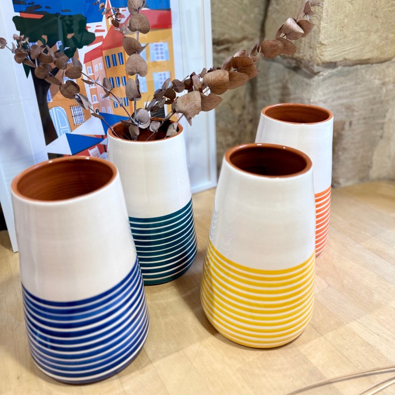 Très grand vase vulcão demi listas horizontales